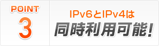 Point1・IPv6とIPv4は同時利用可能！