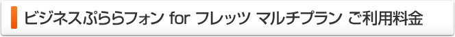 ビジネスぷららフォン for フレッツ マルチプラン ご利用料金